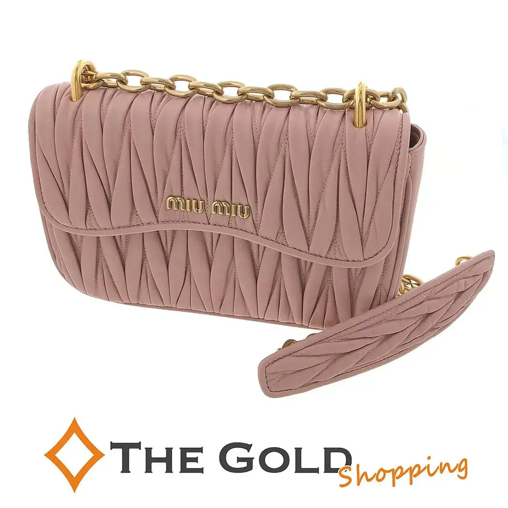 Miu Miu Chain Matelasse Leather Orchid Shoulder Bag Pink